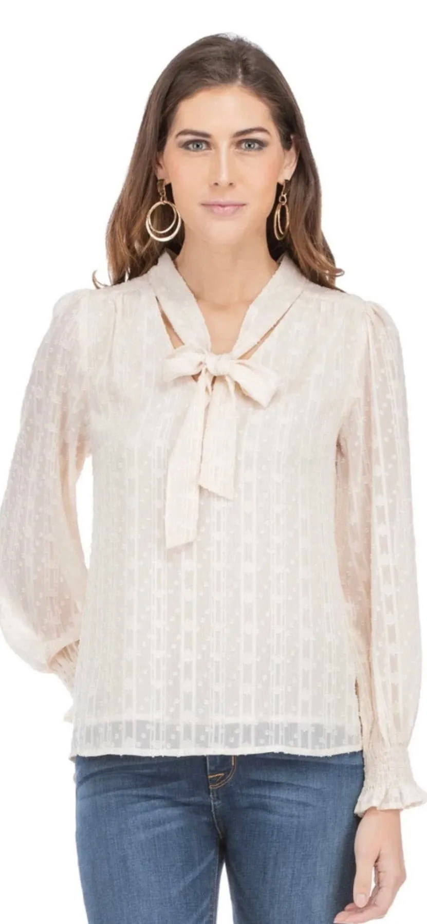 Tie Front Blouse in Cream