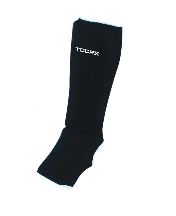 Toorx Shin guard with sock-like foot protector in stretch cotton BOT-042 L black