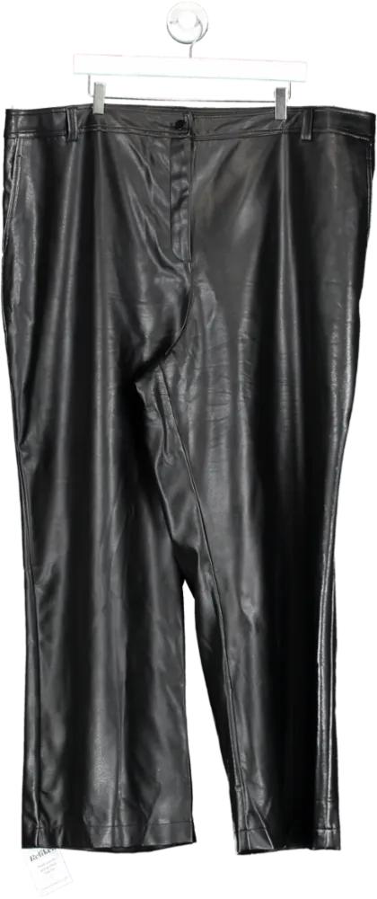 Topshop Black Curve Faux Leather Straight Leg Trousers UK 26