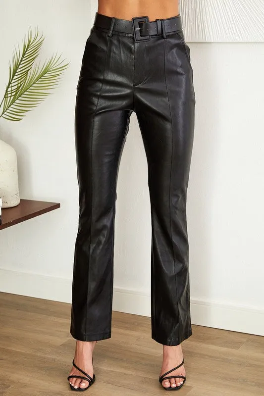 Venti6 Front Seam Straight Leg Pants - Black