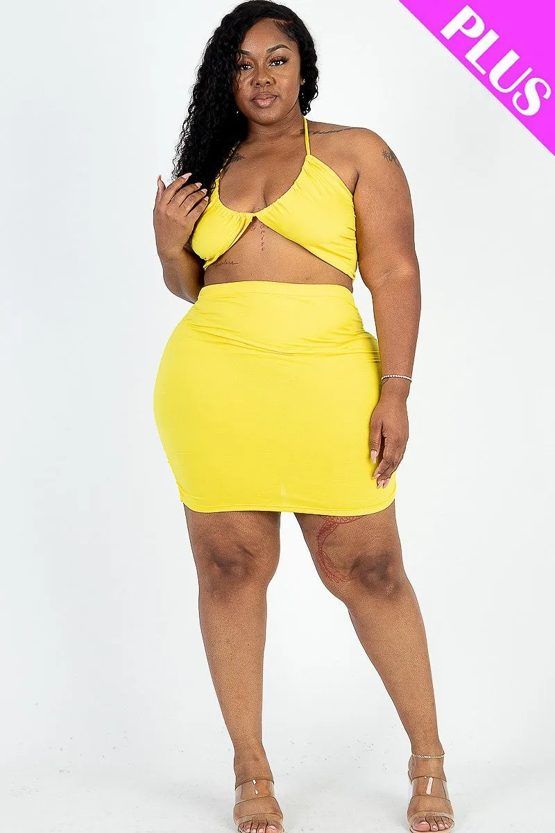 Wholesale Plus Size Halter Mini Skirt Set