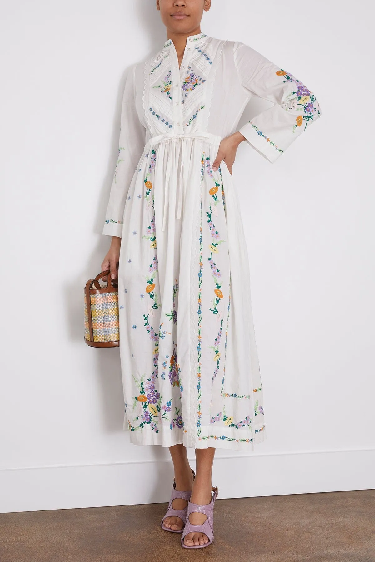 Willa Embroidered Shirtdress in Ivory