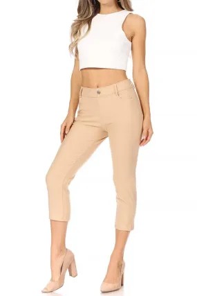 Women's Casual Comfy Slim Pocket Capri Pants