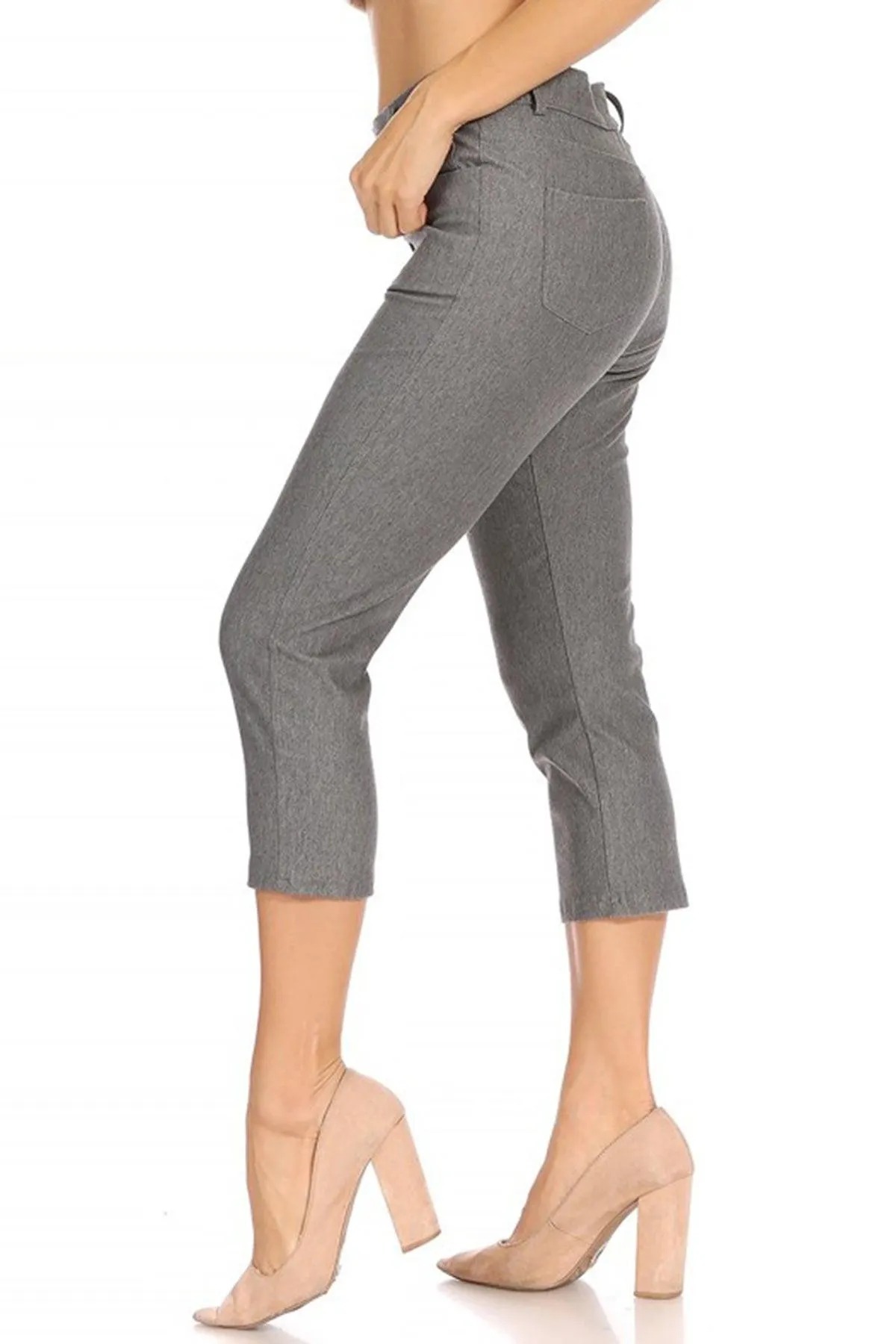 Women's Casual Comfy Slim Pocket Capri Pants