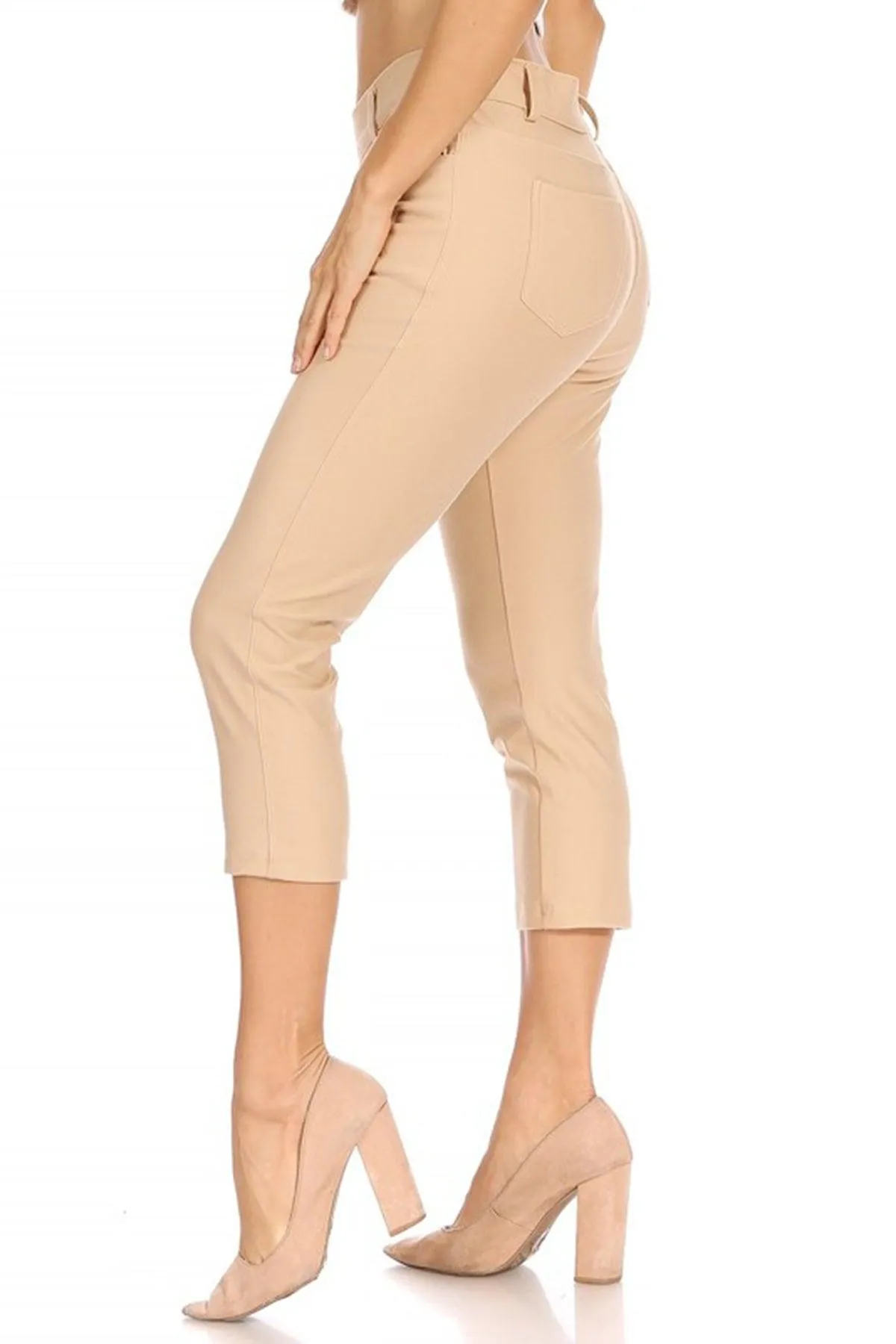 Women's Casual Comfy Slim Pocket Capri Pants