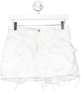 ZARA White Frayed Trim Mini Skirt UK S