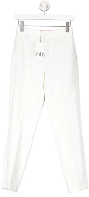 ZARA White Straight Tailored Trousers UK XS